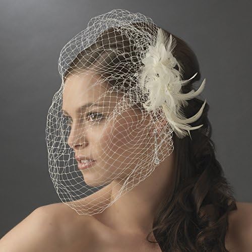 IVORY Feather Fascinator with Cage Veil