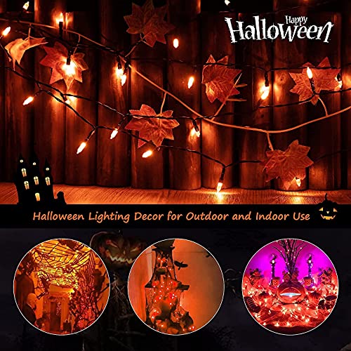 Image of Halloween Orange String Lights Decorations,2 Pack 17.8 Feet 50 LED Battery Operated Mini String Lights with 8 Modes Waterproof for Outdoor Indoor Patio Xmas Tree Holiday Party Christmas Show