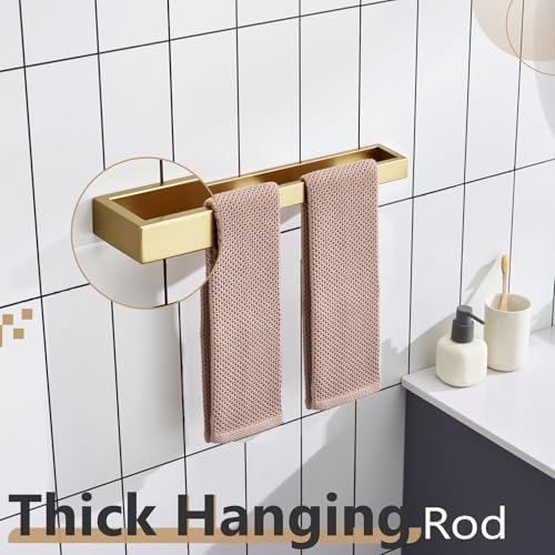 Image of KOKOSIRI Towel Bar Brushed Gold Bath Towel Holder 16 Inch Kitchen Towel Hanger Rack Stainless Steel Bathroom Hardware Wall Mounted, 1 Pack B4008BG-L16