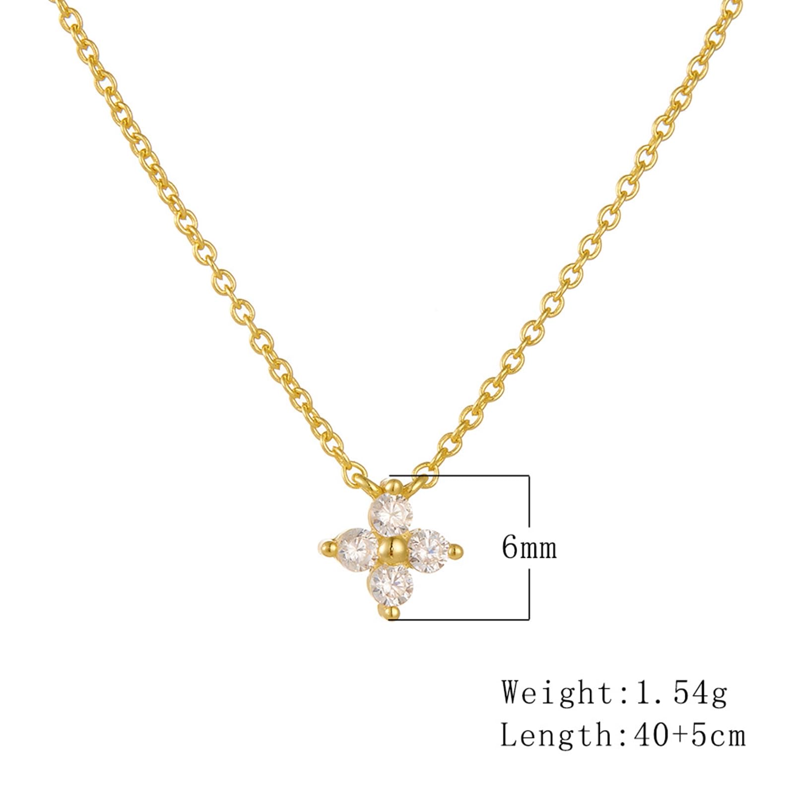 Collares de oro de flores para mujer, cadena de 9 K, 14 y 18 quilates con diamantes creados en laboratorio, collares de oro amarillo de 9 quilates para mujer, 40 + 5 cm