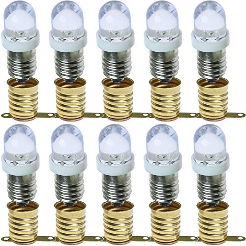 ToToT 100pcs E10 Screw Base Light Bulb 6V Cold White Lamps Bulbs+10pcs E10 Lamp Base Holder
