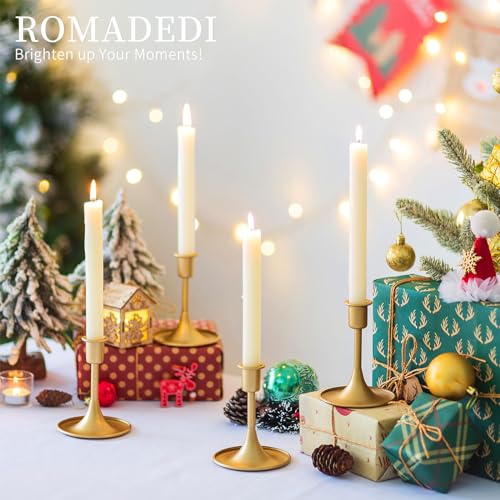 Candlestick Holders Taper Candle Holders, Romadedi Gold Candle Stick Candle Holder for Table Centerpiece,Wedding Reception,Festive Christmas Mantel Decoration or Home Decor, Set of 2 - Image 2