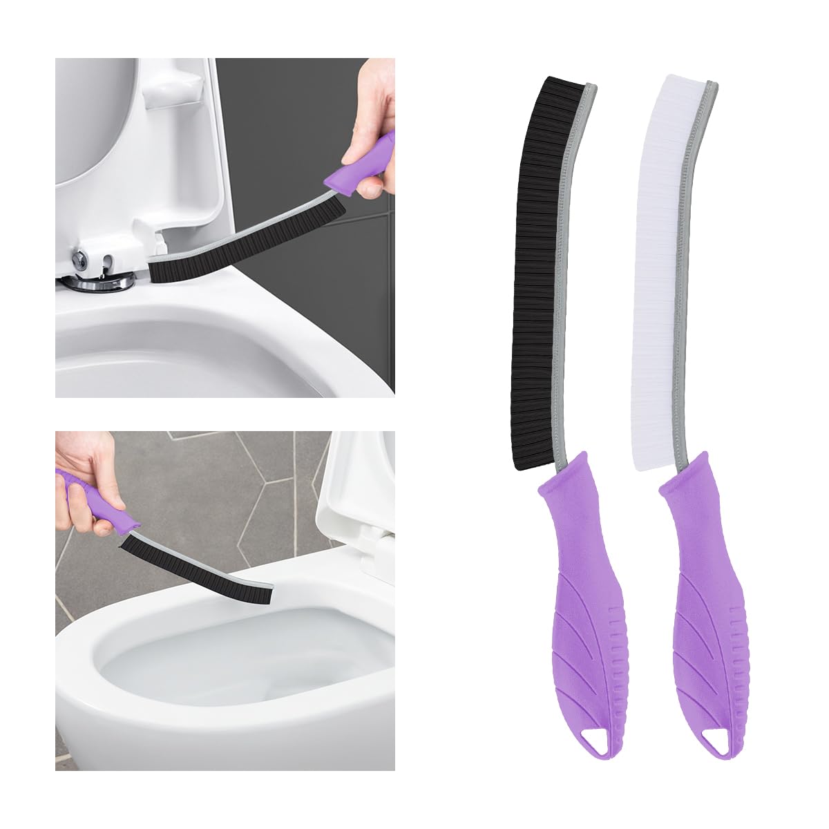 TQRR Reinigungsbürste - Fugenreinigungsbürste, Toilettenbürste, Hartborsten Eckenreinigungsbürste, Reinigungswerkzeuge Für Haushalt, Badezimmer, Küche, Waschbecken, Fugenmörtel (2, Lila)