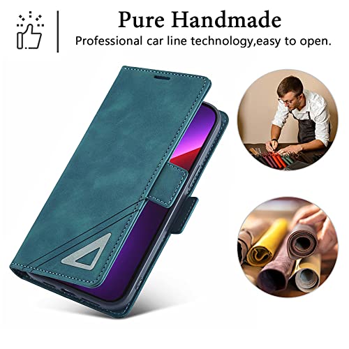 Coque de téléphone à rabat en cuir iPhone 14 bleu antichoc - 6