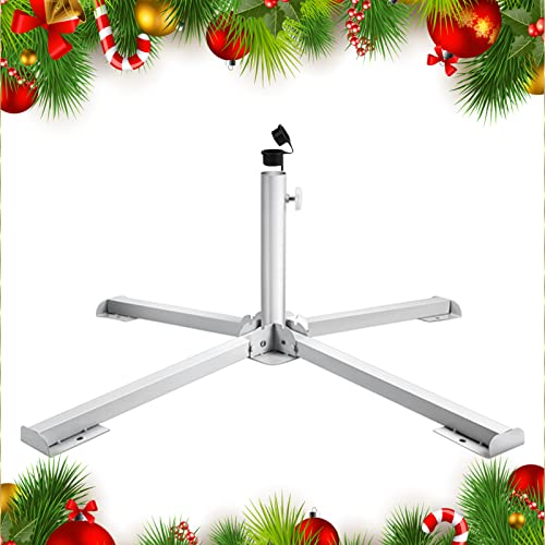 Yuzuhome Christmas Tree Stand For Live Tree, Folding Artificial Christmas Tree Base Holder Fits For 5Ft To 7.5Ft Christmas Tree, Fits 1-1.4Inch Tree Pole, White #TOP5