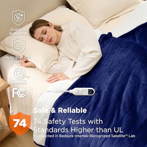Image of Bedsure Electric Blanket Full Size - Soft Flannel Heated Blanket, Fast Heating with 10 Time Settings & 6 Heat Settings, Warm Gift for Grandma (72x84 inches, Pageant Blue)