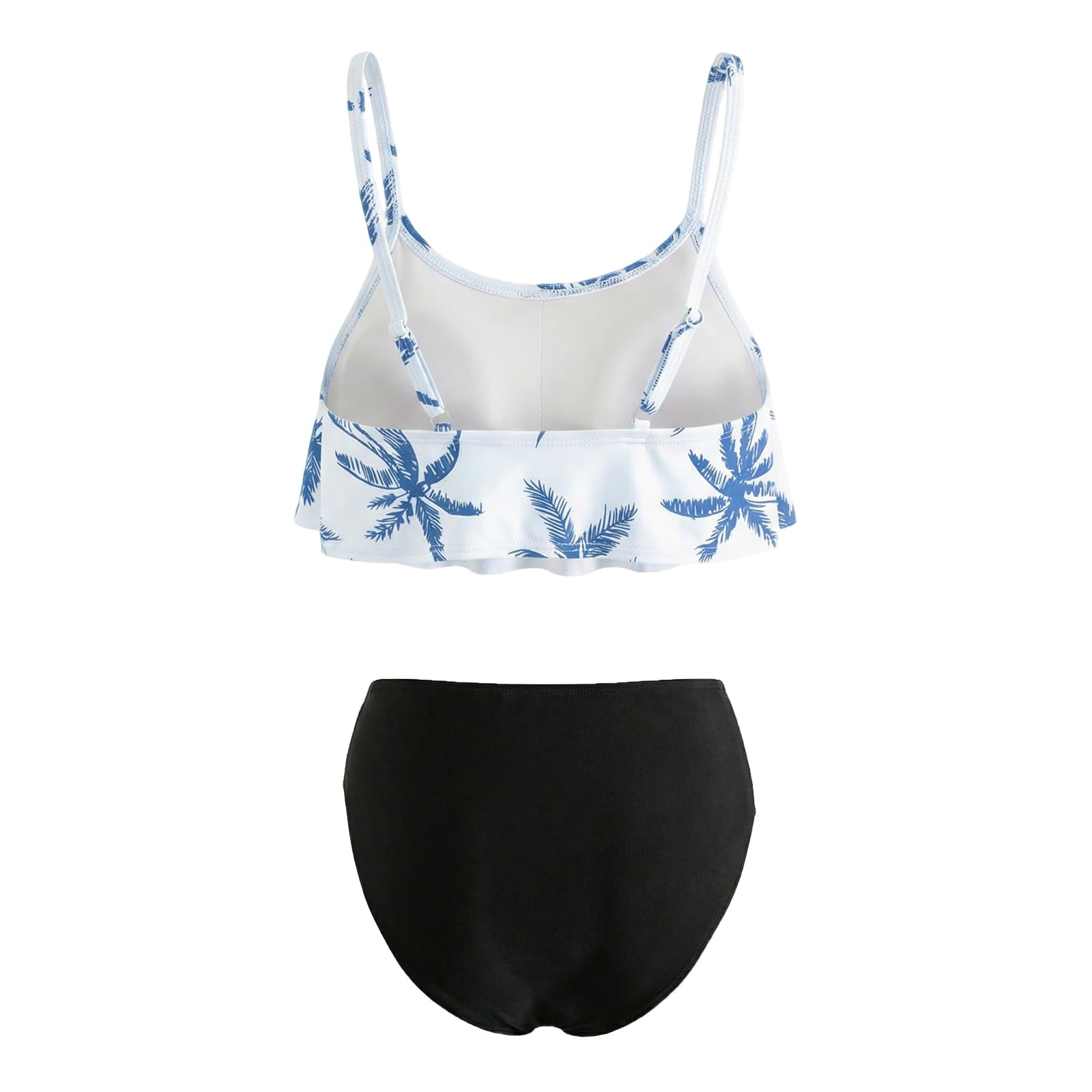 Bikini Set per Ragazze Bambina 2 Pezzi Costume da Bagno Volant Top e Slip da Bagno Tankini con Spalline Regolabili Hawaiano Stampa Costumi da Bagno Piscina Spiaggia per Adolescente 7-14 Anni