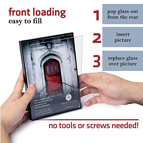Mantello 5X7 Inch Front Loading Picture Frames - Black - Art Wall Hanging Table Desk - Family Gallery Multi Photo Frame - 6 Pack #TOP3