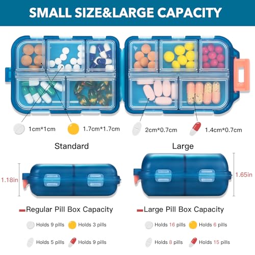 Image of Large Pill Organizer with 189 Medicine Labels, 10 Compartments Pill Case Compact Portable Travel Pill Box for Airplane Car Purse Nurse Vacation Essentials (Green, 1 Pack)