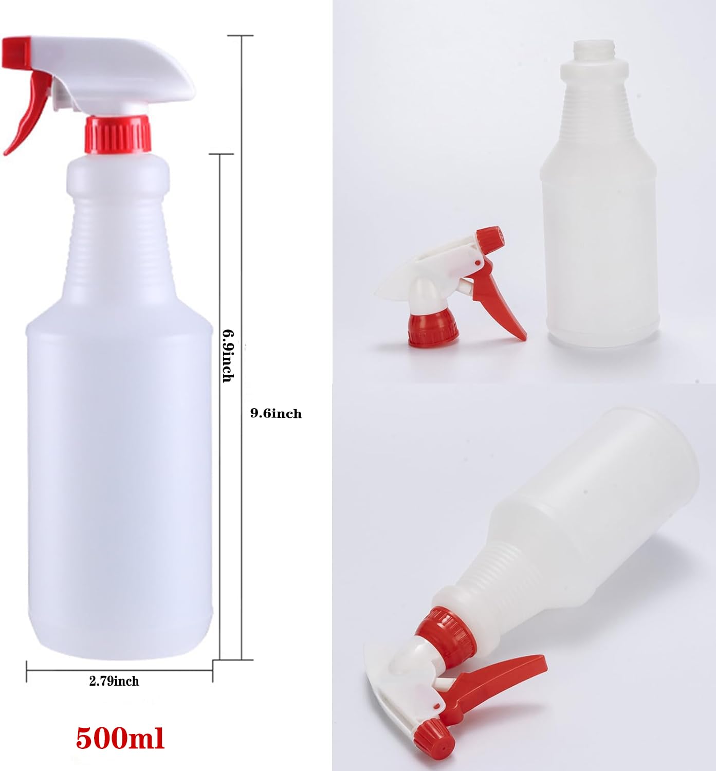 Tergy 20 Packs 16oz Empty Spray Bottles Plastic Heavy Duty Refillable Spray Bottles with Adjustable Nozzle and Measurements for All Purpose Cleaning Solutions