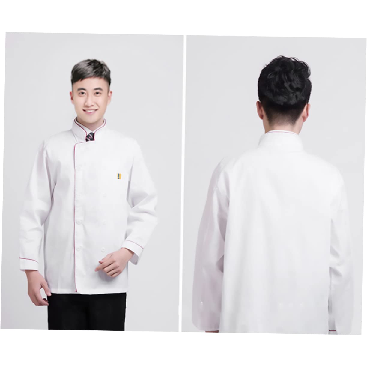 Healeved Long Sleeve Chef Jacket for Men and Women Casual Loose Chef Clothing Oil and Easy to Wash for Restaurants Hotels and Outdoor Barbecue Red