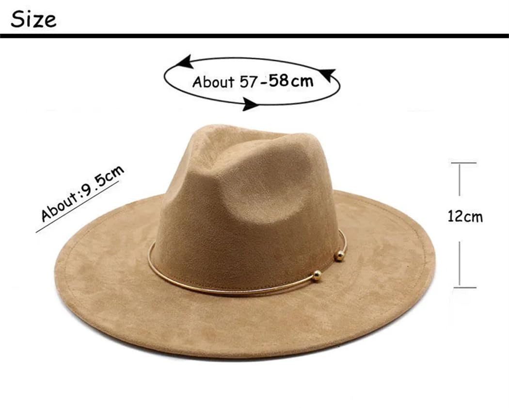 Unisex Suede Fedora Cappelli Uomini Tesa Larga Cerchio Oro Cappello Da Cowboy Donne Chiesa Partito Sombrero Caps