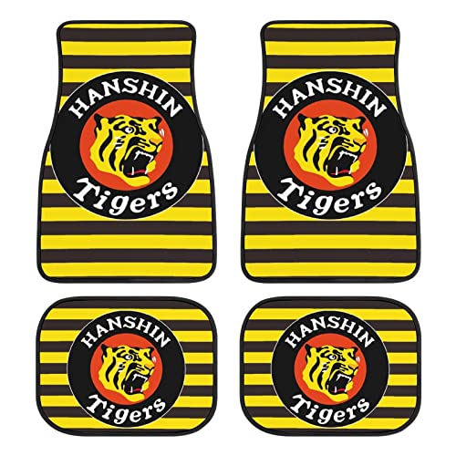 阪神タイガース タイガー カーマット 4点セット 車用フロアマット フロント2枚 リヤ2枚 カーフロアマット 滑り止め 汚れ防止 車 軽/普通車 汎用 四季通用 カスタムマット 保護パーツ カー用品 丸洗いOK 防水 取付簡単