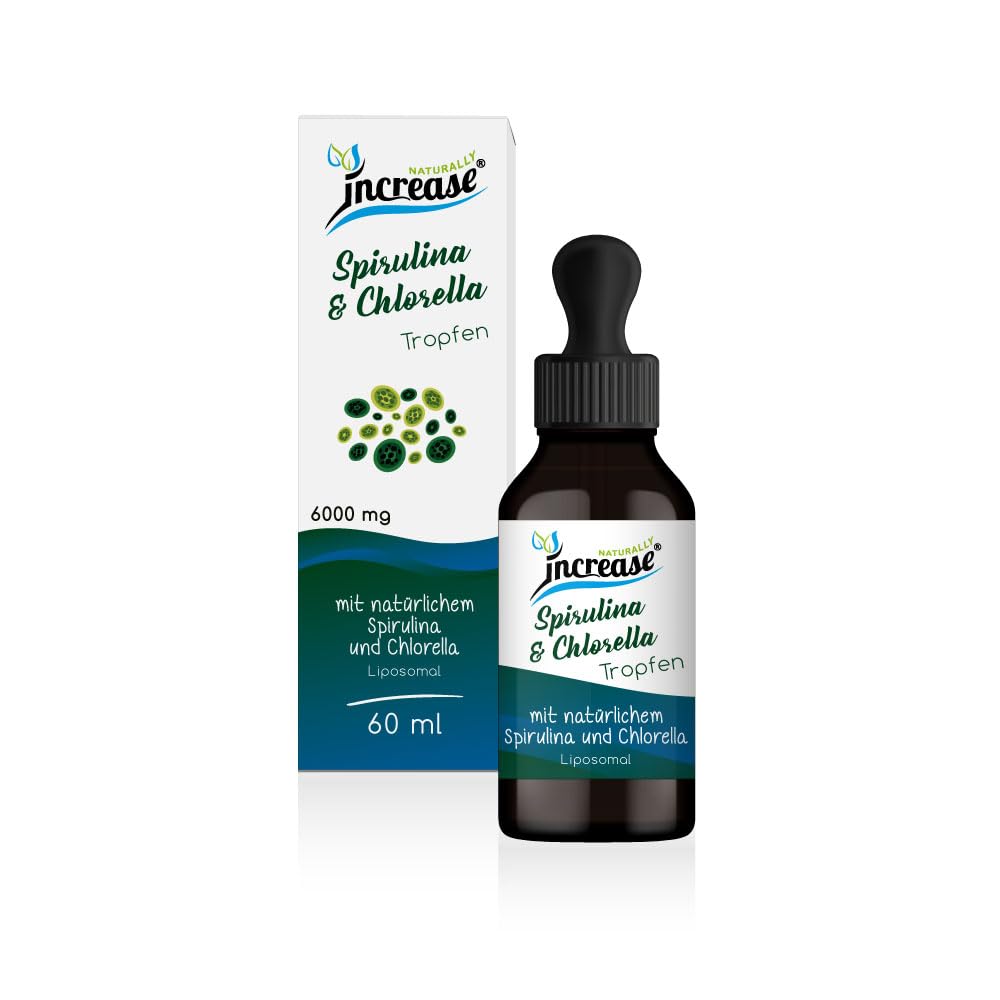 Liposomale Spirulina & Chlorella Tropfen hochdosiert - (180.000mg pro Packung) 6000mg Spirulina & Chlorella pro Tagesdosis - MCT Öl - Hohe Bioverfügbarkeit