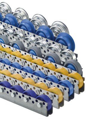Torwegge 1 meter universal de ruedas del carril, perfil de 44 x 28 x 44 x 2 mm, galvanizado, plástico-Jockey duro Con, Gleitlag, capacidad de carga de 40 kg/rollo, altura 53 mm, distancia entre ejes de 175 mm