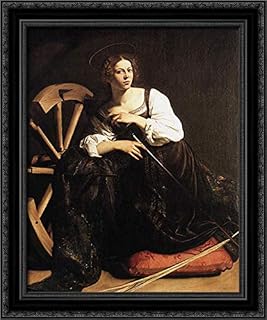 St. Catherine Of Alexandria 20x24 Black Ornate Wood Framed Canvas Art by Caravaggio