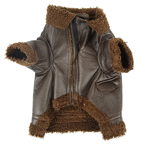 Hunde-Winter-Ledermantel, Hunde-Lederjacke, Warm für den Winter, für Draußen, für Kleine, Mittelgroße Hunde, für Katzen (S)