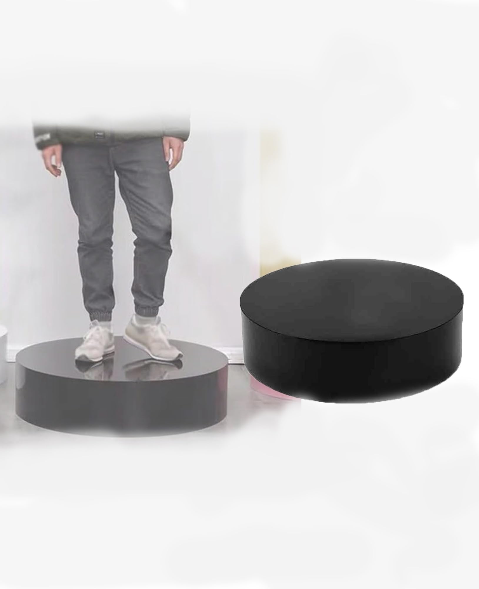 Présentoir rond noir 40x20 cm socle cylindrique de collection