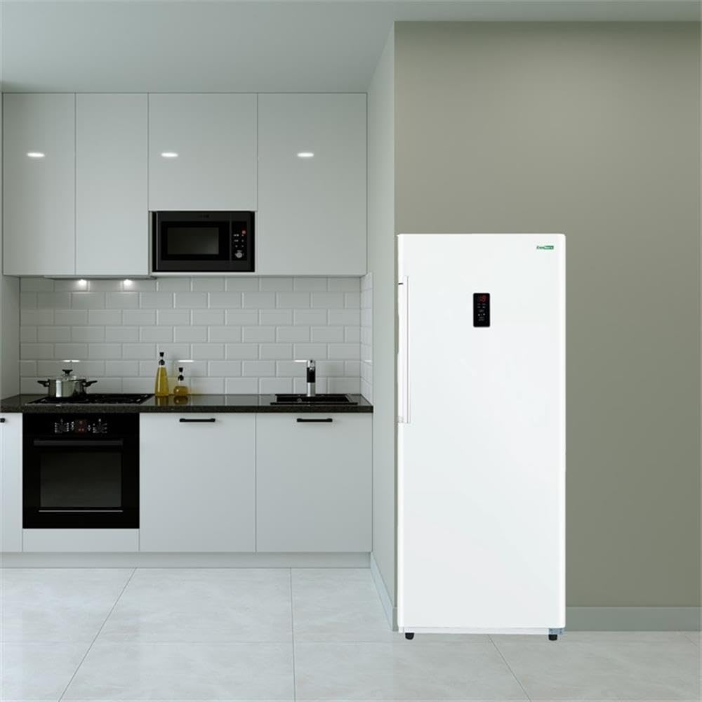 Pemberly Row 14cu Ft Upright Freezer Refrigerator, Stainless Steel, Convertible Design, Frost-Free With Reversible Door, Garage Ready, Adjustable Shelves, Door Alarm, 28" Wide Energy Star Appliance on Fridge.com - View 5