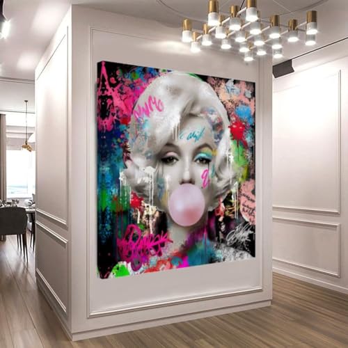 100% Made in Italy Amore Design Marylin Monroe Pop - 50 x 50 cm - Stampa su Tela Canvas