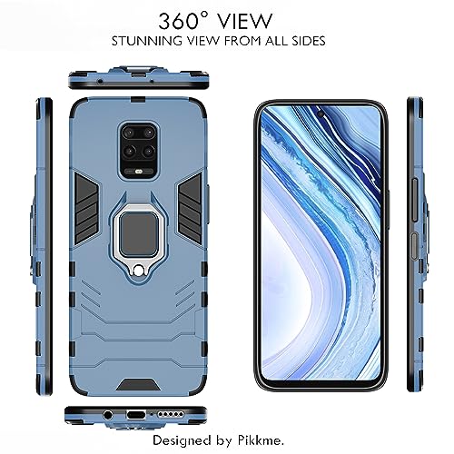 Image of Pikkme D5 Tough Armor Bumper Back Cover Case for Redmi Note 9 Pro,Note 9 Pro Max,Poco M2 Pro |Ring Holder & Kickstand in-Built (Blue)