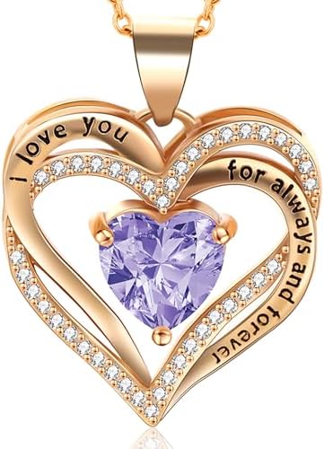 Necklace for Women, Heart Infinity Birthstone Jewelry Gift for Women, Birthday Anniversary Heart Necklace for Wife Girlfriend Mom Daughter