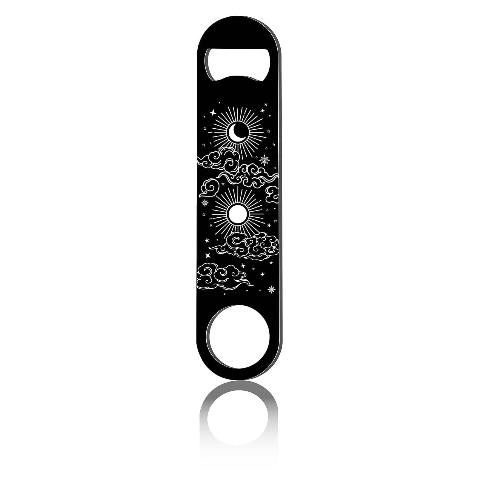 CREATCABIN Flat Bottle Opener Moon Sun Nebula Speed Metal Opener Heavy Duty Bottle Opener Stainless Steel Key for Beer Bartender Pub Bar Drinks Kitchen Restaurant Seniors Man Women Black 1.6x7Inch