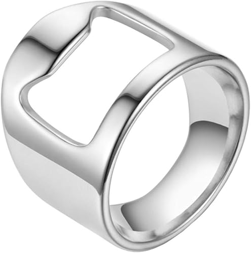 Herramienta creativa de acero inoxidable para barra de cerveza, anillo abrebotellas para hombres y mujeres
