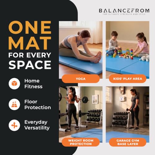 Image of BalanceFrom 2 inch Thick Tri-Fold Folding Exercise Mat with Carrying Handles for MMA, Gymnastics and Home Gym Protective Flooring