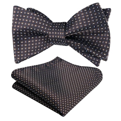 Image of Alizeal Mens 2pcs Solid Self-tied Bow Tie Set | Alizeal Mens 2pcs Self-tied Solid /Animal Bow Tie and Pocket Square Set Perfect for Wedding Business Formal Events