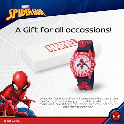 Marvel Spiderman Watch for Kids - Spiderman Watch Boys - Spider-Man Watches for Boys 4-6 - Toys - Kids - Marvel Toddler - Teen - Dark Blue Case - Multicolor 3D Strap — 사진 6