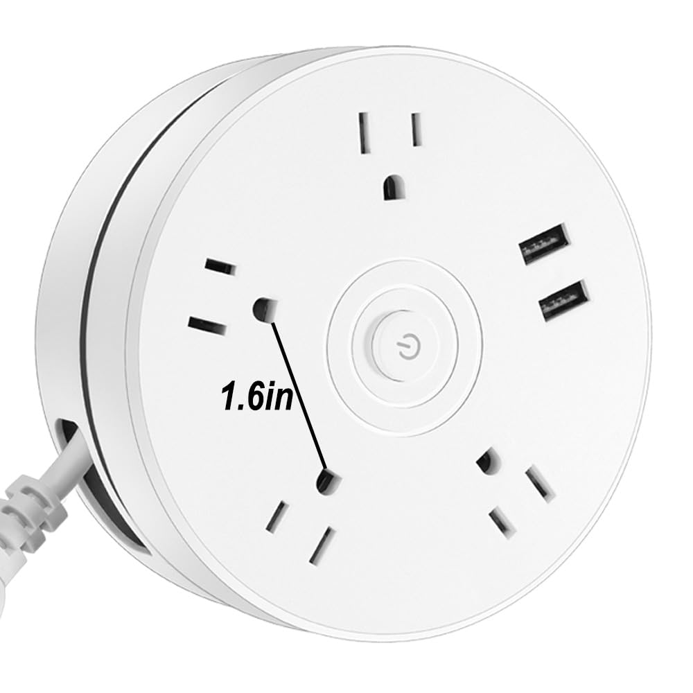 Wysuwana listwa zasilająca, wysuwany kabel przedłużający 6 stóp, z wtyczką 45°, zdejmowany hak, 4 gniazdka, 2 inteligentne porty USB do szybkiego ładowania, przenośny dla