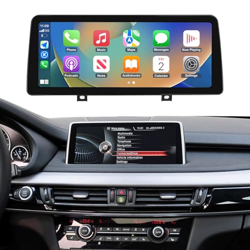 NINETOM 12.3 inch Touchscreen Wireless CarPlay Android Auto Multimedia Car Radio Receiver Compatible with BMW X5 X6 Series with NBT System, F15/F16/F85/F86 (2014-2016)