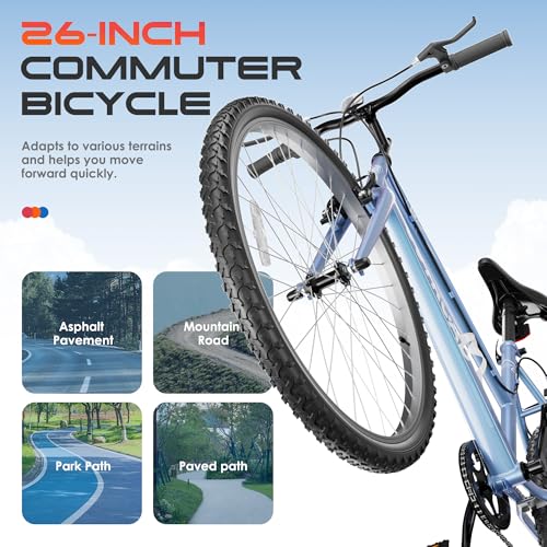 26 inch 7-Speed Commuter Bicycle,Men’s Cruiser Bike/Mountain