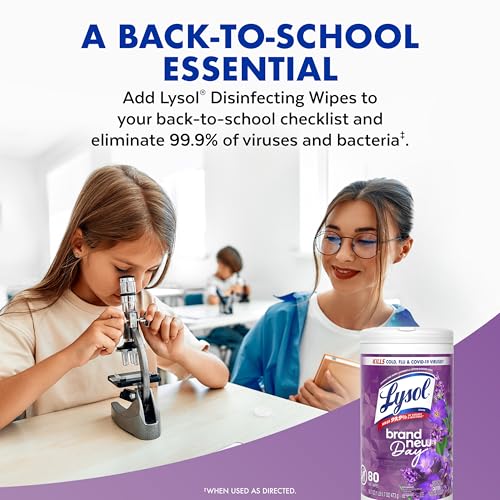 LYSOL Disinfecting Wipes, All Purpose Cleaner, Multi-Surface Antibacterial Cleaning Wipes, Household Cleaning Supplies, Dorm Essentials, Lavender & Cotton Blossom Scent, 80 ct. - Image 10