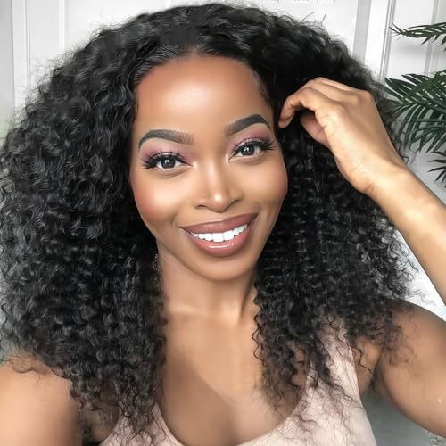 Image of Celiarita Curly Half Wig Human Hair Wear Go Glueless Wigs Human Hair Curly 3 In 1 Half Wigs for Women Drawstring Seamless Flip Deep Wave Headband Wig Beginner Friendly 20 Inch