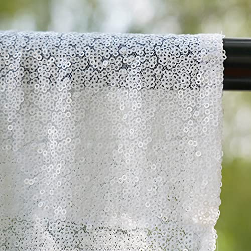Cortina de Fondo Blanco con Lentejuelas 4FTx8FT 2 Paneles miniatura 4