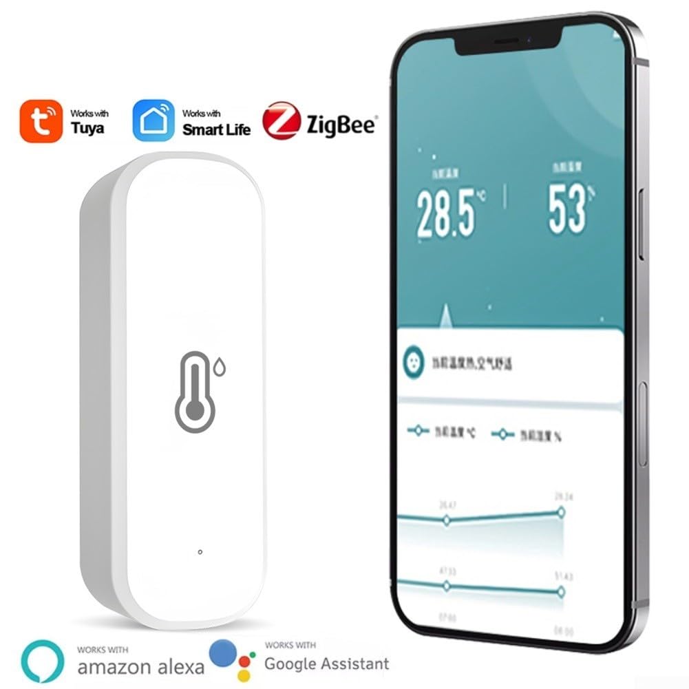 Wifi Tuya Sensore intelligente di temperatura e umidità con notifica remota app per serra domestica, termometro da interno ad alta precisione (zigbee/4 pezzi)