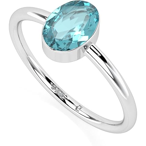 Natural Paraiba Apatite Stackable Ring for Women in Sterling Silver, May Birthstone...