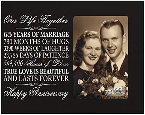 LifeSong Milestones 65th Year Wedding for Couple 65th Frame Holds 1 4×6 Photo 8″ H X 10″ W (Black)