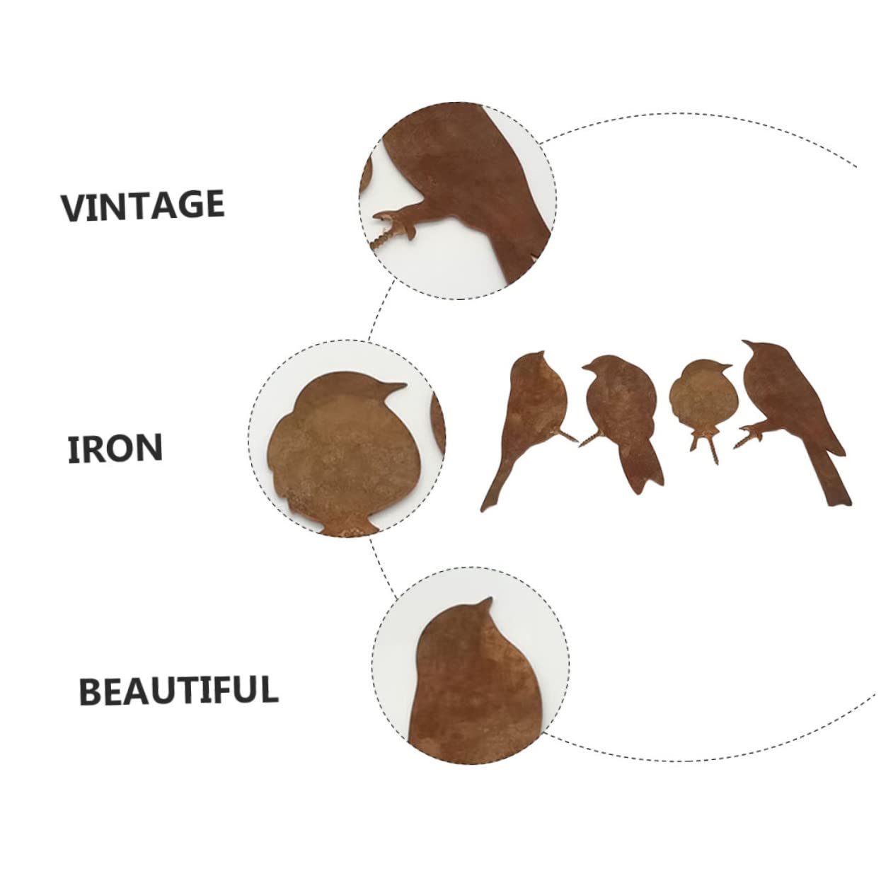 Set 2 Decorazioni Da Giardino Stile Ruggine - Uccelli Su Rami Per Aiuole E Vasi 45 Cm - Foto 2