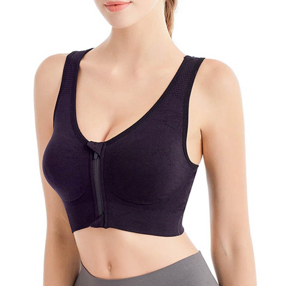 KUAZIVIZip Front Sports Bra Push Up Sports Bra High Impact Sports Bra M