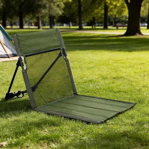 Tragbare Strandliege mit Verstellbarer Rückenlehne, Strandliege Klappbar Leicht, Strandmatte mit Rückenlehne, Strandstuhl für Camping, Im Freien, Strand, Reisen & Zuhause (Atmungsaktiver Stil-Grün)