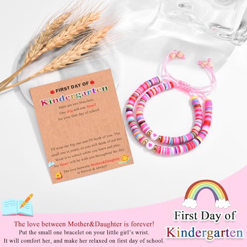 Image of Back to School /First Day of School Bracelet Gifts, First Day of Kindergarten Preschool First /Second Grade Bracelet Gifts, Colorful Adjustable Rope Bracelet for Girls