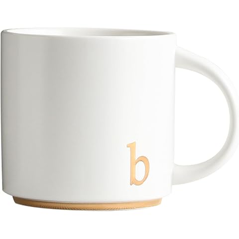 COLLECTIVE HOME - Monogram Ceramic Mugs, 15 oz Golden Initial Coffee Cups, Elegant Alphabet Tea Mugs, Elegant Personalized Mug with Gift Box, Luxurious Cups for Office and Home (b)
