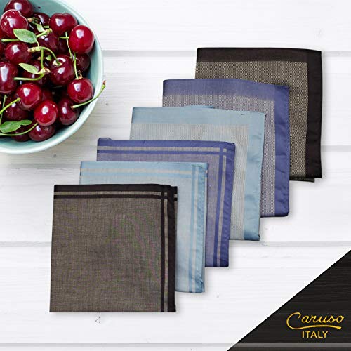 Image of Caruso Italy 100% Cotton Men's Italia Handkerchief | Luxurious, Soft, and Ultra-Absorbent Handkerchief For Men | 50cm X 50cm