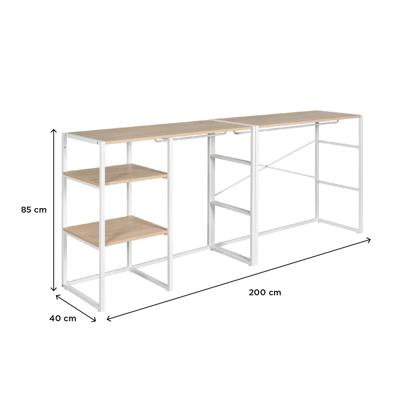 MOB-IN Lot de 2 portants vêtements sous combles KADRA modulables 200x85cm