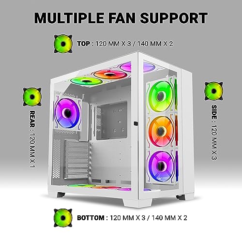 Image of Ant Esports Crystal XL Mid-Tower Computer Case /Gaming Cabinet - White | Support ATX, Micro-ATX, Mini-ITX