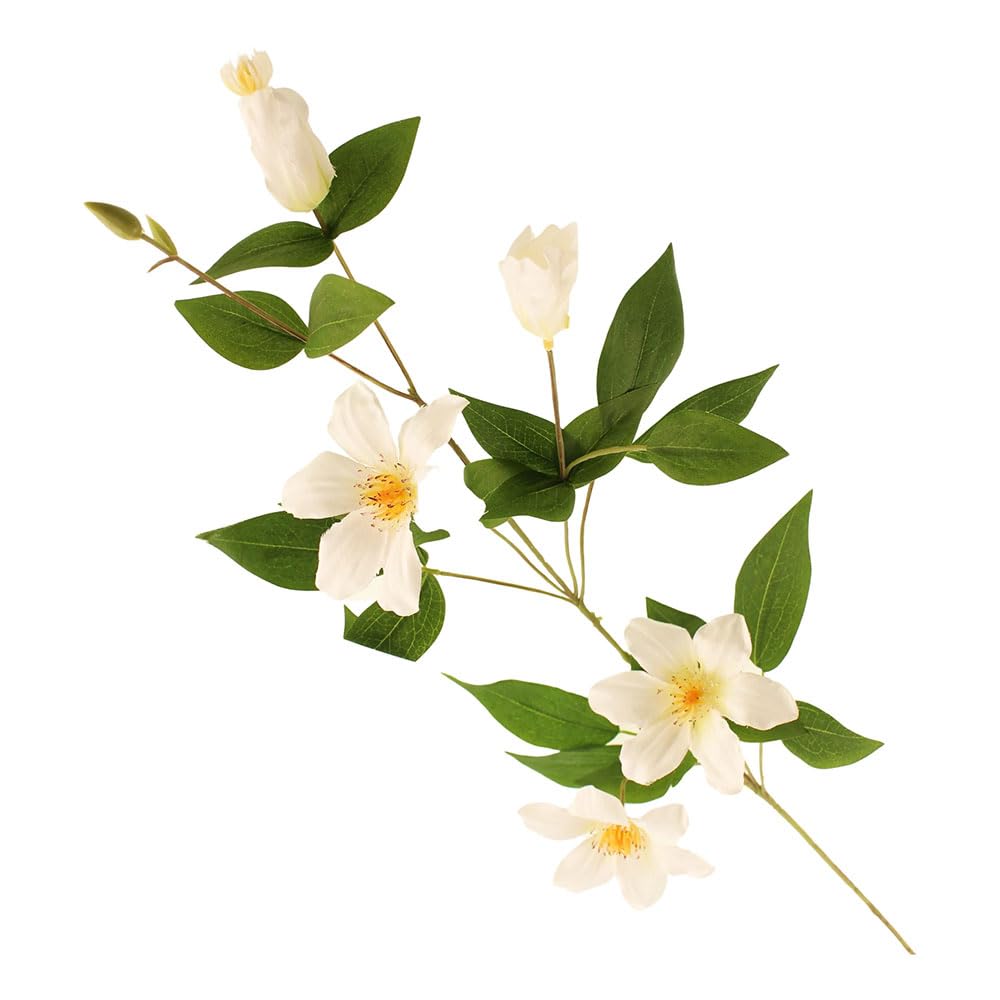 Floristrywarehouse White Pack Of Three Artificial Faux Silk Clematis Flower Stems 83Cm