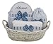 Canastilla Petit con nombre de bebé bordado, modelo Sabela (Azul)